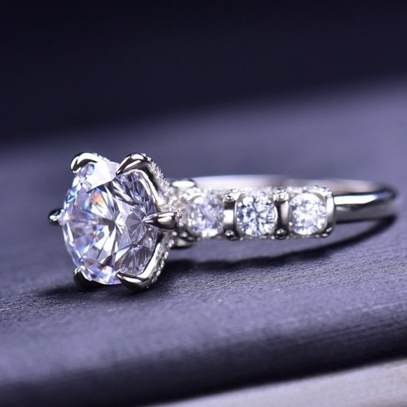 Certified 3ct. t.w. Moissanite Diamond Luxury Wedding Engagement Ring NEW - Picture 7 of 16